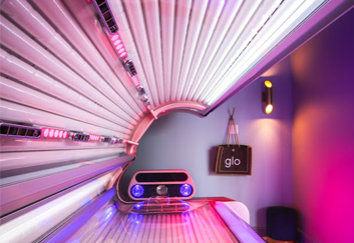 Inside of a tanning bed.