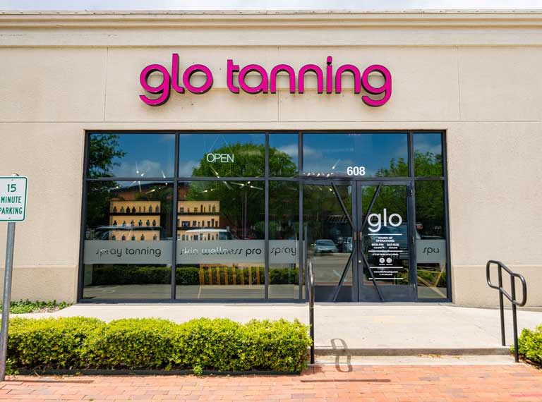Addison store front view glo tanning.