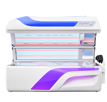 A white violet tanning bed.