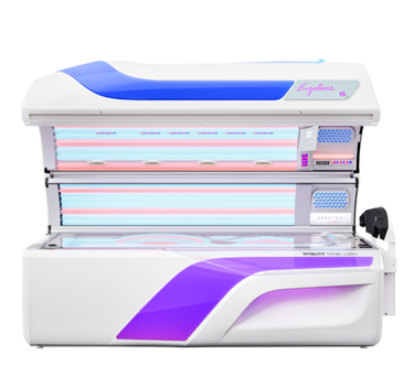 A white violet tanning bed.